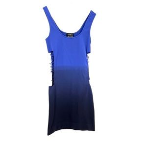 BeBe Ombré Body Con Cut Out Dress in Blue Size Small
